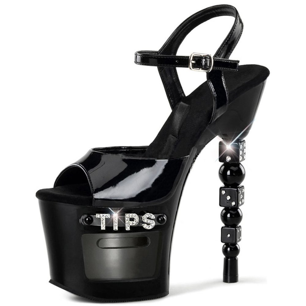 ISO! Dice-709-2 | Black | US size 7 | Tip Jar Pleaser Heels